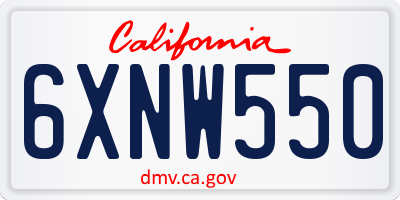 CA license plate 6XNW550