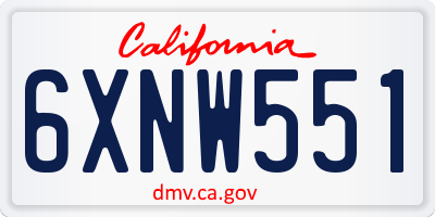 CA license plate 6XNW551