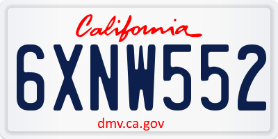 CA license plate 6XNW552