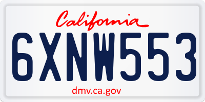 CA license plate 6XNW553