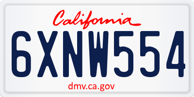 CA license plate 6XNW554