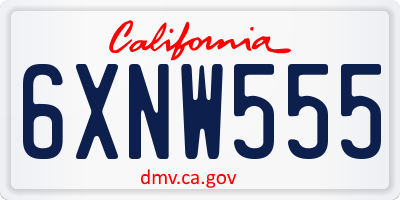 CA license plate 6XNW555