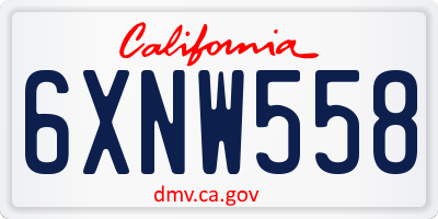 CA license plate 6XNW558