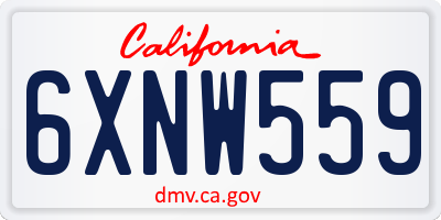 CA license plate 6XNW559