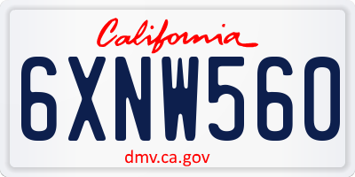 CA license plate 6XNW560