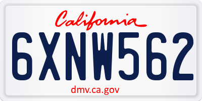 CA license plate 6XNW562