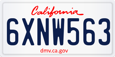 CA license plate 6XNW563