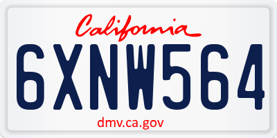 CA license plate 6XNW564