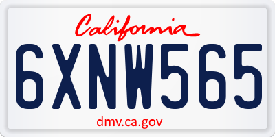CA license plate 6XNW565