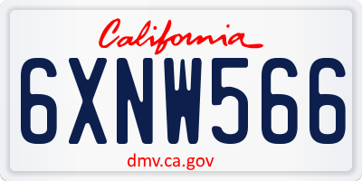 CA license plate 6XNW566