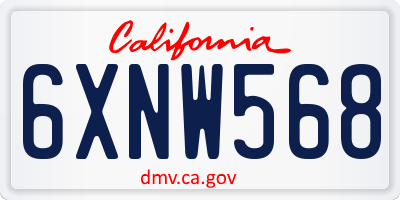 CA license plate 6XNW568