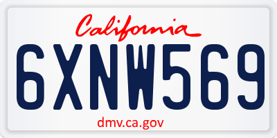 CA license plate 6XNW569