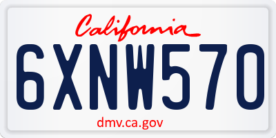 CA license plate 6XNW570