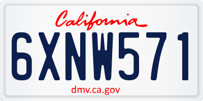 CA license plate 6XNW571