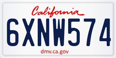 CA license plate 6XNW574