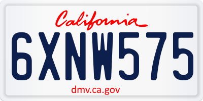 CA license plate 6XNW575