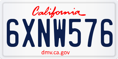 CA license plate 6XNW576