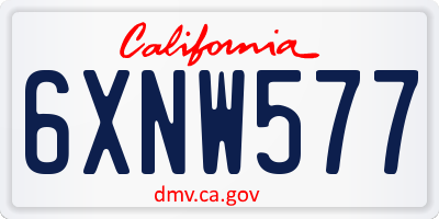 CA license plate 6XNW577