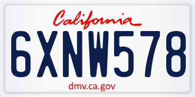 CA license plate 6XNW578