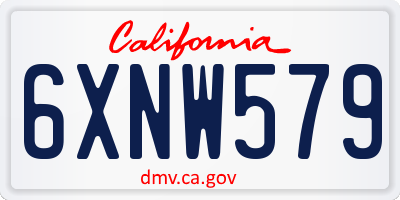 CA license plate 6XNW579