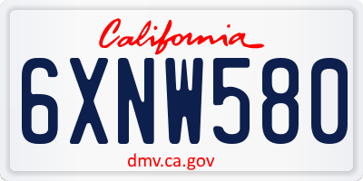 CA license plate 6XNW580