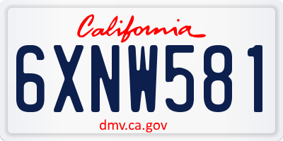 CA license plate 6XNW581