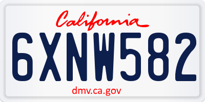 CA license plate 6XNW582