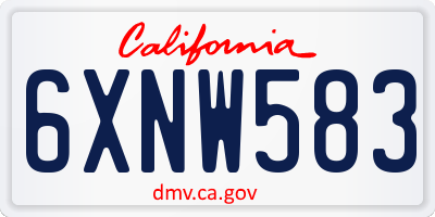 CA license plate 6XNW583