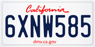 CA license plate 6XNW585