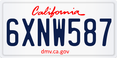 CA license plate 6XNW587