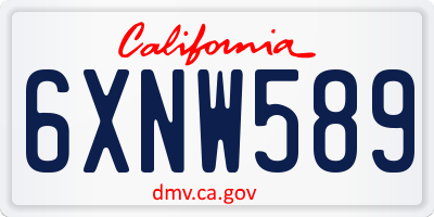 CA license plate 6XNW589
