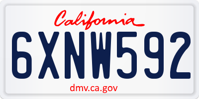 CA license plate 6XNW592