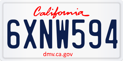CA license plate 6XNW594