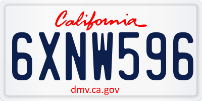 CA license plate 6XNW596