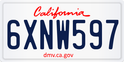 CA license plate 6XNW597