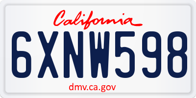 CA license plate 6XNW598