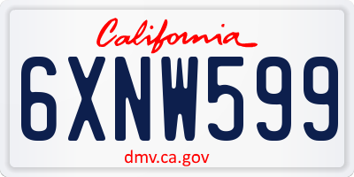 CA license plate 6XNW599