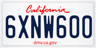 CA license plate 6XNW600