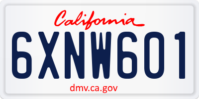 CA license plate 6XNW601