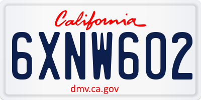 CA license plate 6XNW602