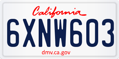 CA license plate 6XNW603