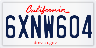 CA license plate 6XNW604