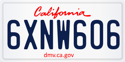 CA license plate 6XNW606