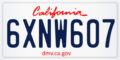 CA license plate 6XNW607