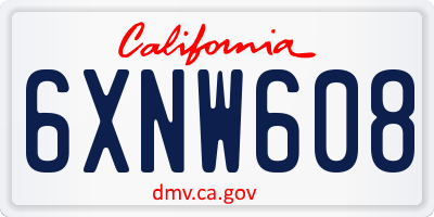CA license plate 6XNW608