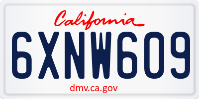 CA license plate 6XNW609