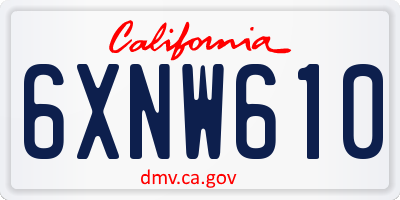 CA license plate 6XNW610