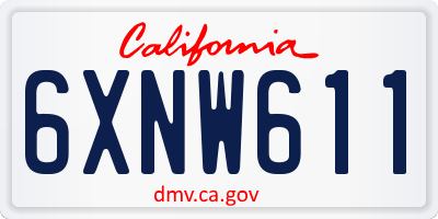 CA license plate 6XNW611