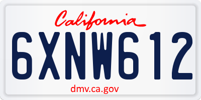 CA license plate 6XNW612