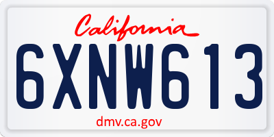 CA license plate 6XNW613